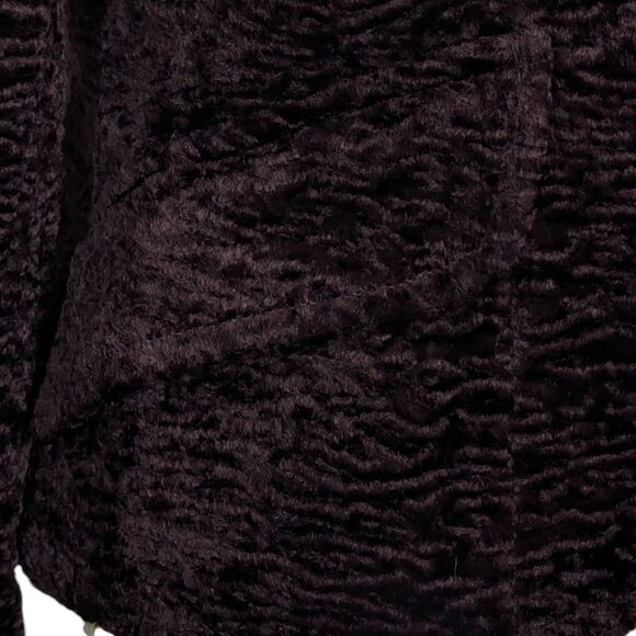 Nanette Lepore Size 8 Brown Faux Persian Lamb Jacket Pink Bow Preppy Cute - Picture 5 of 8